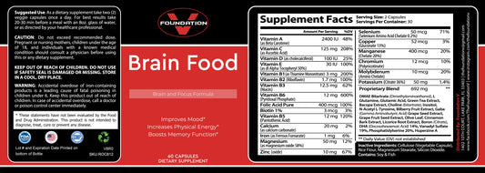 This is a supplement called brain food intended for memory food, to help boost memory, improve mood, and create vitamin support. This is an essential supplement to take to see a drastic difference mentally as well your overall health in your body. Foundation V supplements are quality gym supplements.